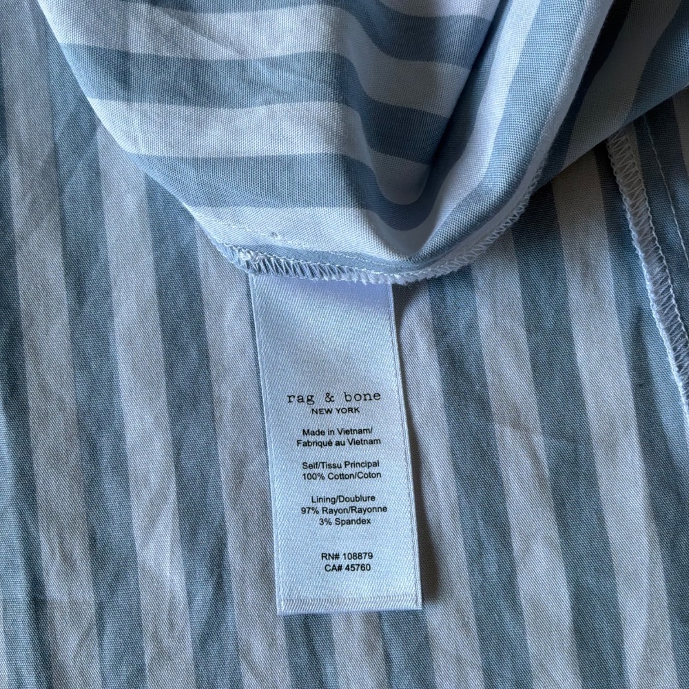 New Rag & Bone Dress Leilah Poplin Maxi Dress Light Blue White Stripe Size M & L - Picture 8 of 10
